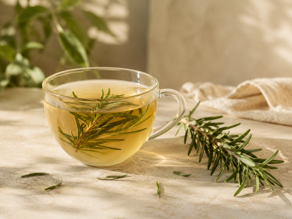 Infusión de romero preparada con hojas naturales